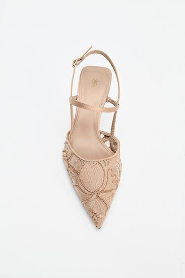 EMBROIDERED HIGH-HEEL SHOES - Beige by Zara