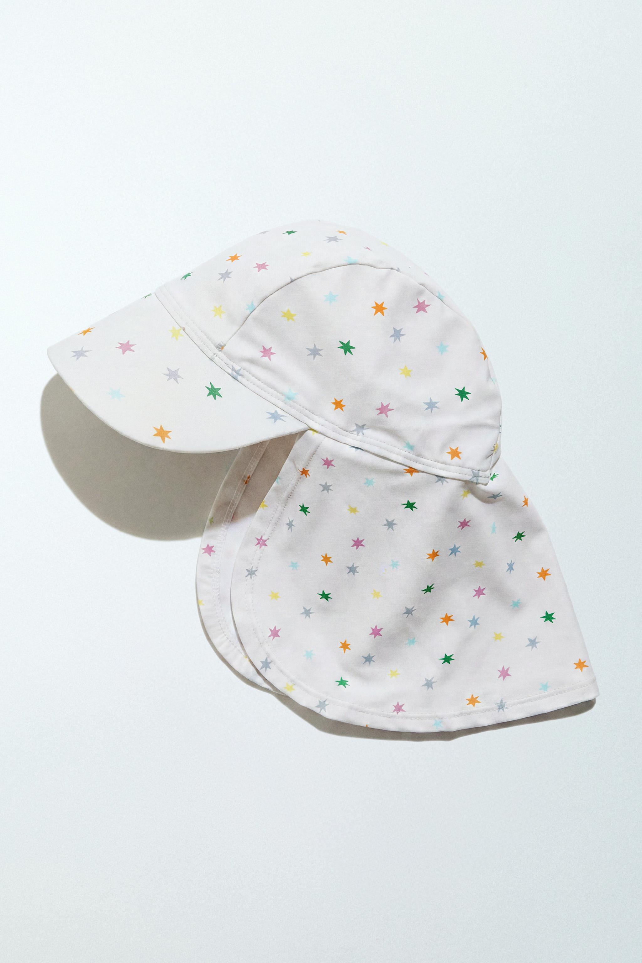 STAR SWIM HAT WITH NECK FLAP — Multicolored