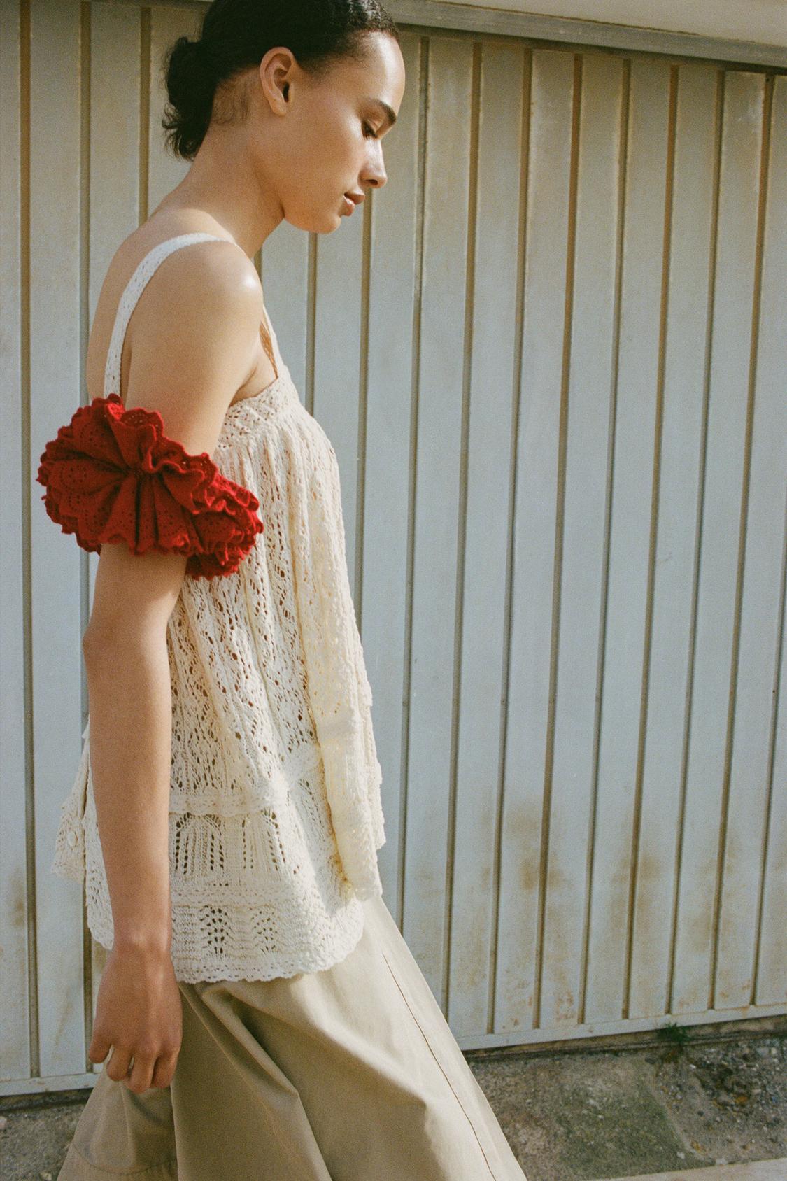 POINTELLE KNIT LACE TOP
