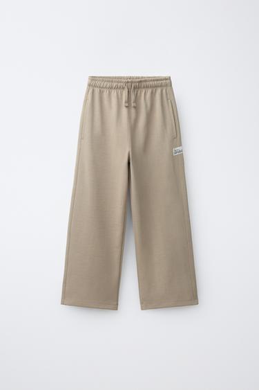 STRAIGHT INTERLOCK PLUSH TROUSERS - Light brown by Zara