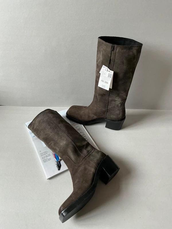 SPLIT SUEDE CONTRAST STITCH BOOTS - Image 2