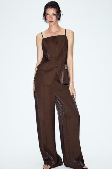 CHALECO EFECTO BRILLO - Marrón de Zara - Imagen 0