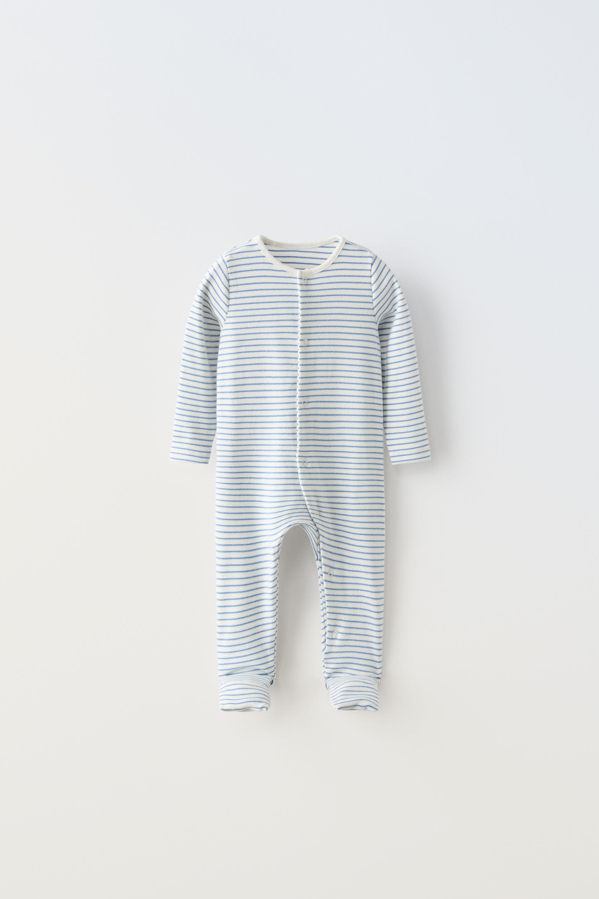 STRIPED SLEEPSUIT WITH CONVERTIBLE FOOT Blue ZARA Georgia striped-sleepsuit-with-convertible-foot-blue-zara-georgia