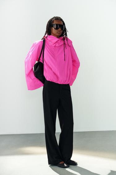 CASACO DE NYLON COM GOLA SUBIDA - Rosa-flúor da Zara