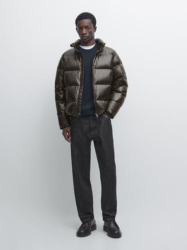Zara Down blend puffer jacket - Dark khaki