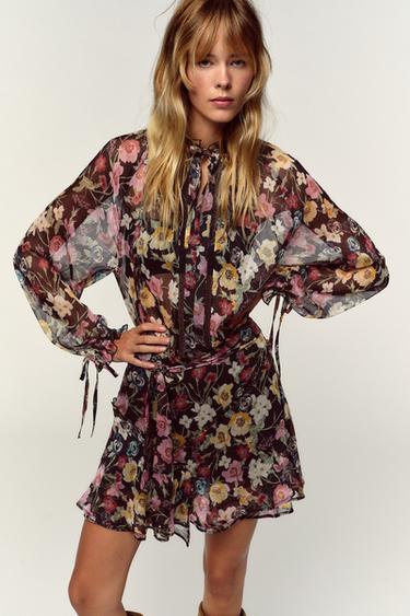 VESTIDO MINI ESTAMPADO FLORAL - Multicolor de Zara