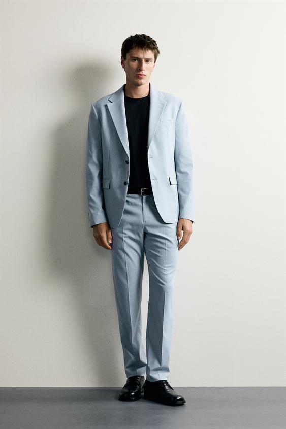 PANTALÓN REGULAR FIT TRAJE - Celeste de Zara - Imagen 0