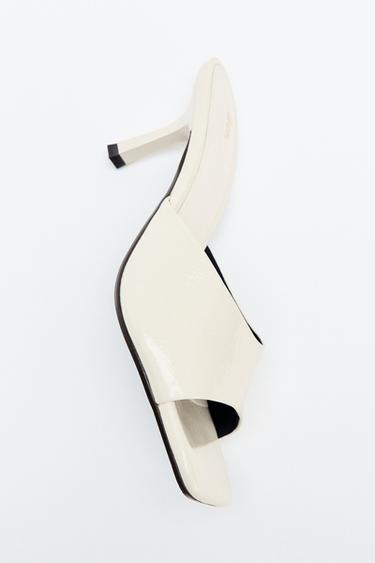 LEATHER HIGH-HEEL SANDALS - Ecru White by Zara
