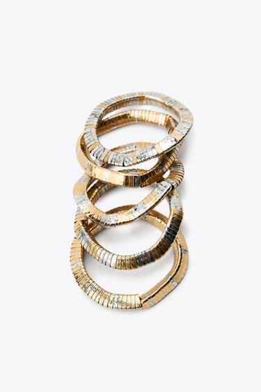 PACK OF STRETCH BRACELETS WITH METAL PIECES - Gold / Silver by Zara - Image 1