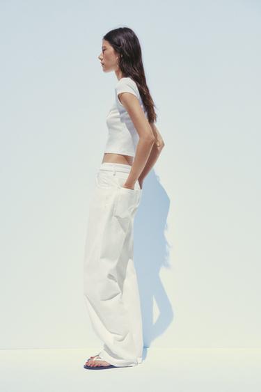 JEAN TRF COURBE TAILLE HAUTE - Blanc cassé de Zara - Image 3