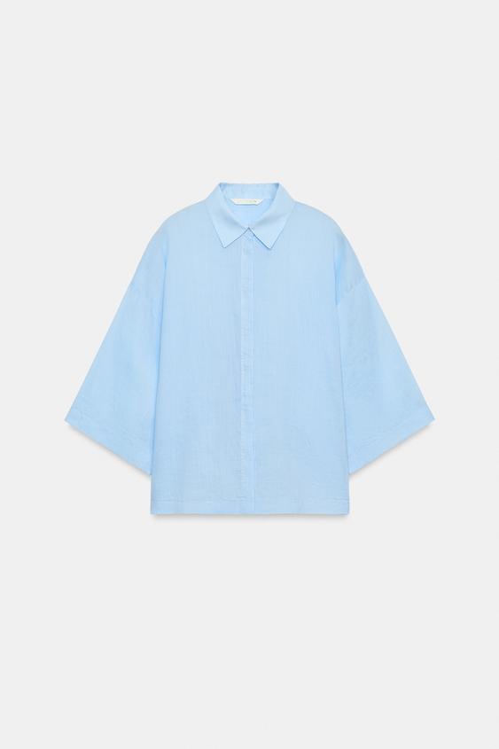 CAMISA FLUIDA ZW COLLECTION - Azul pastel de Zara - Imagen 0