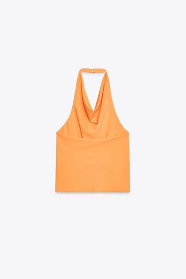 SATIN HALTER TOP - Orange by Zara - Image 7