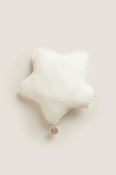 CHILDREN'S MUSLIN STAR CUSHION - Oyster-white by Zara