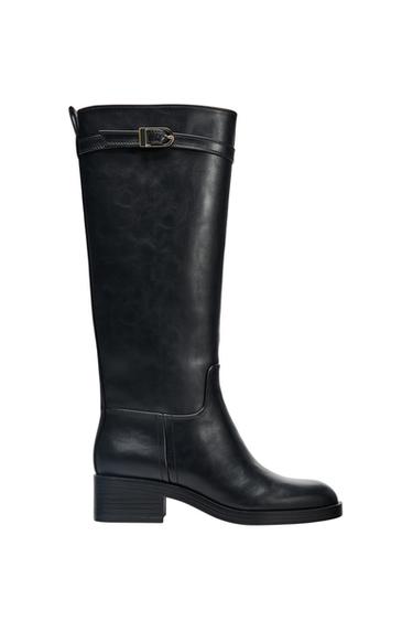 Zara BUCKLED JODHPUR BOOTS - Black