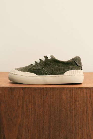 ZARA TIMELESS - LEATHER PLIMSOLLS - Khaki Green by Zara - Image 8