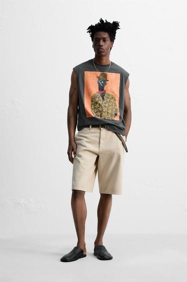 Zara EMBROIDERED PRINT TANK TOP © OTIS KWAME KYE QUAICOE - Gray - Image 0