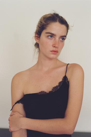 TOP RÉSILLE EN DENTELLE - Noir de Zara - Image 3