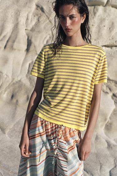 STRIPED KNIT TOP - Yellow by Zara