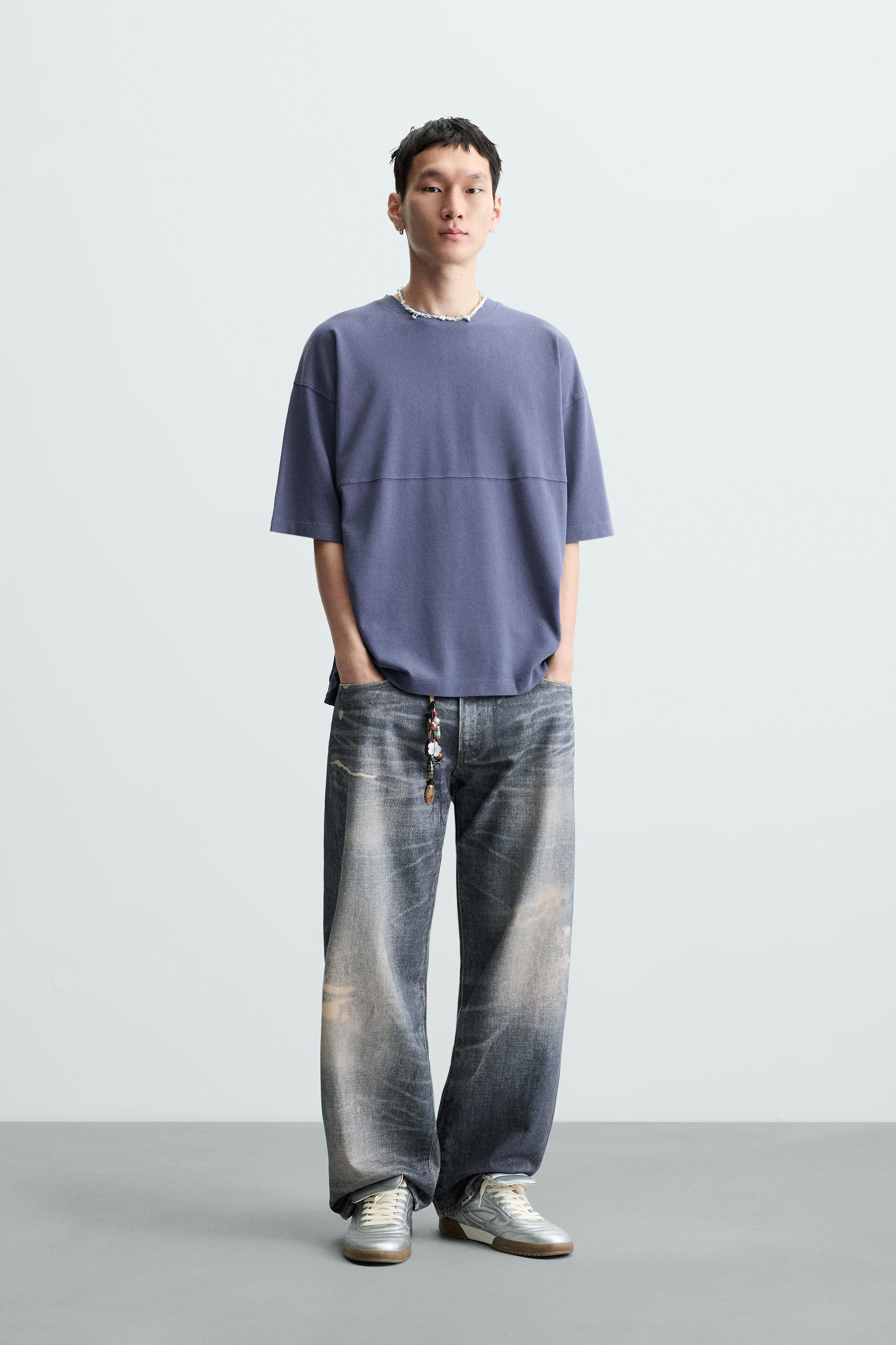 TEXTURED WASHED T-SHIRT - Lilac | ZARA Australia