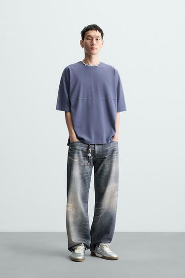 Zara STRUCTURE WASHED T-SHIRT - Lilac - Image 0