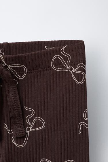 LEGGING CÔTELÉ IMPRIMÉ - Chocolat de Zara - Image 2