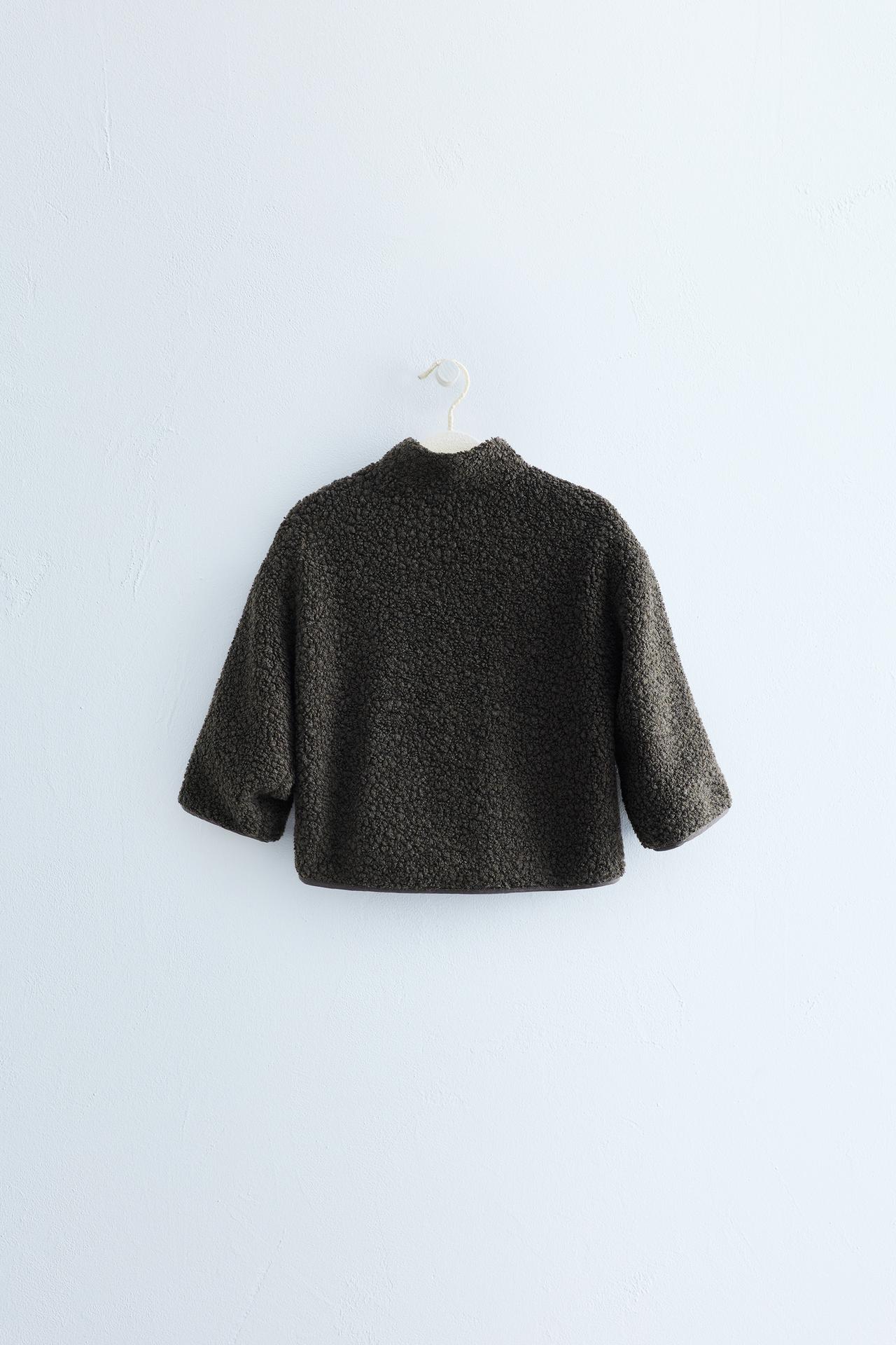 ZARA TIMELESS - WOOL-BLEND SHEARLING SWEATSHIRT — Brown / Taupe