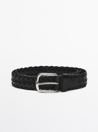 Zara Braided nappa leather belt - Black