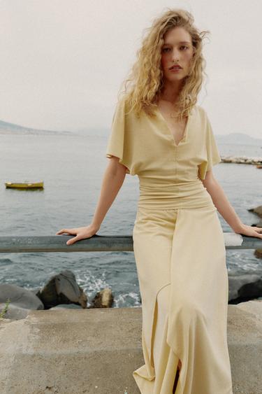 FLOWING V-NECK TOP - Yellow by Zara - Image 0