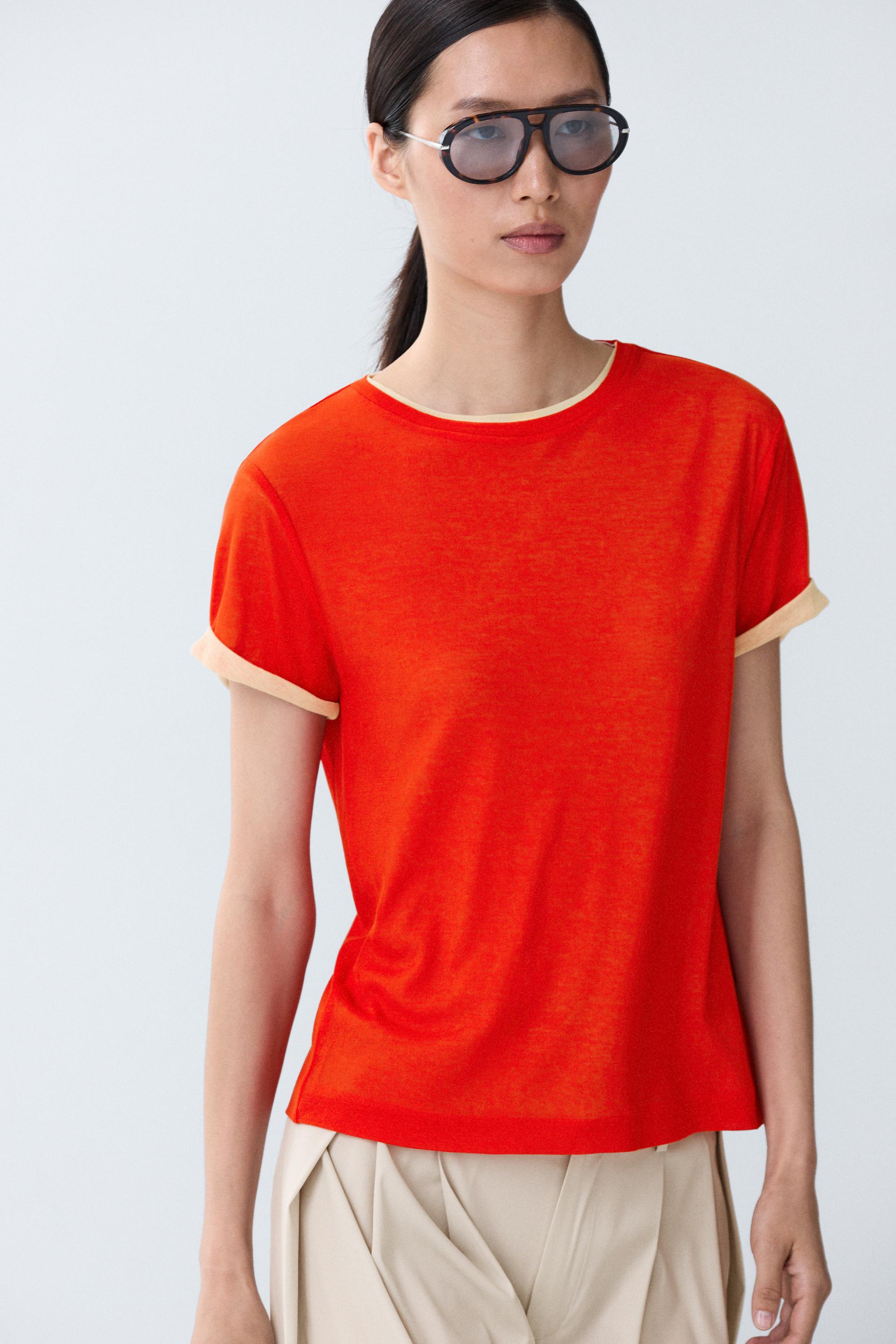 Double-layer short sleeve T-shirt — Oranges