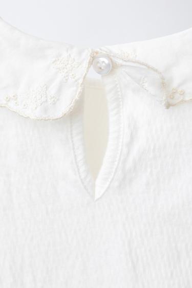 BODYSUIT WITH PETER PAN COLLAR AND SWISS EMBROIDERY - Oyster-white by Zara - Image 3