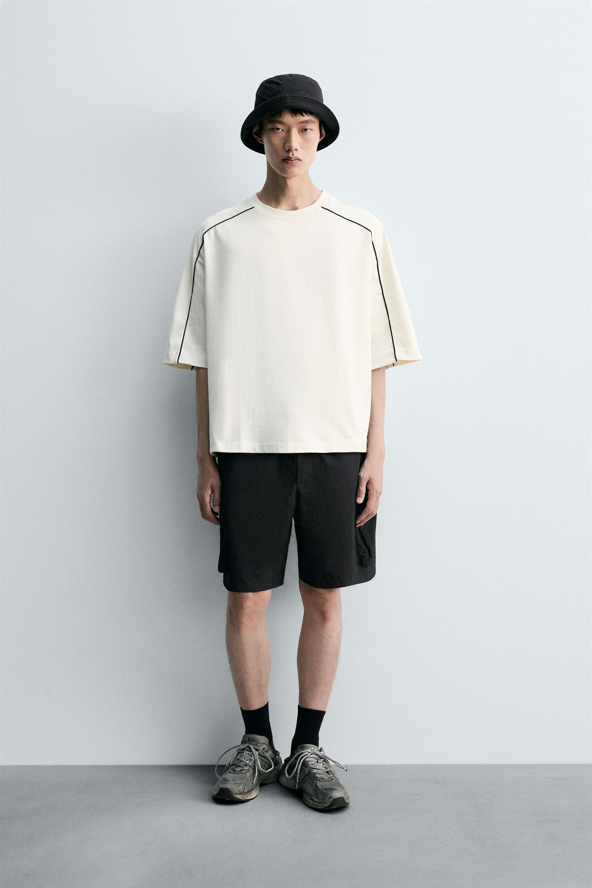 ZARA　コントラスト　ナイロン×スウェット　ドッキング　セットアップ ZARA コントラストナイロンスウェットシャツ ジャケット