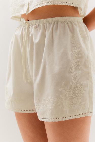 LACE COTTON SHORTS - Ecru by Zara - Image 4