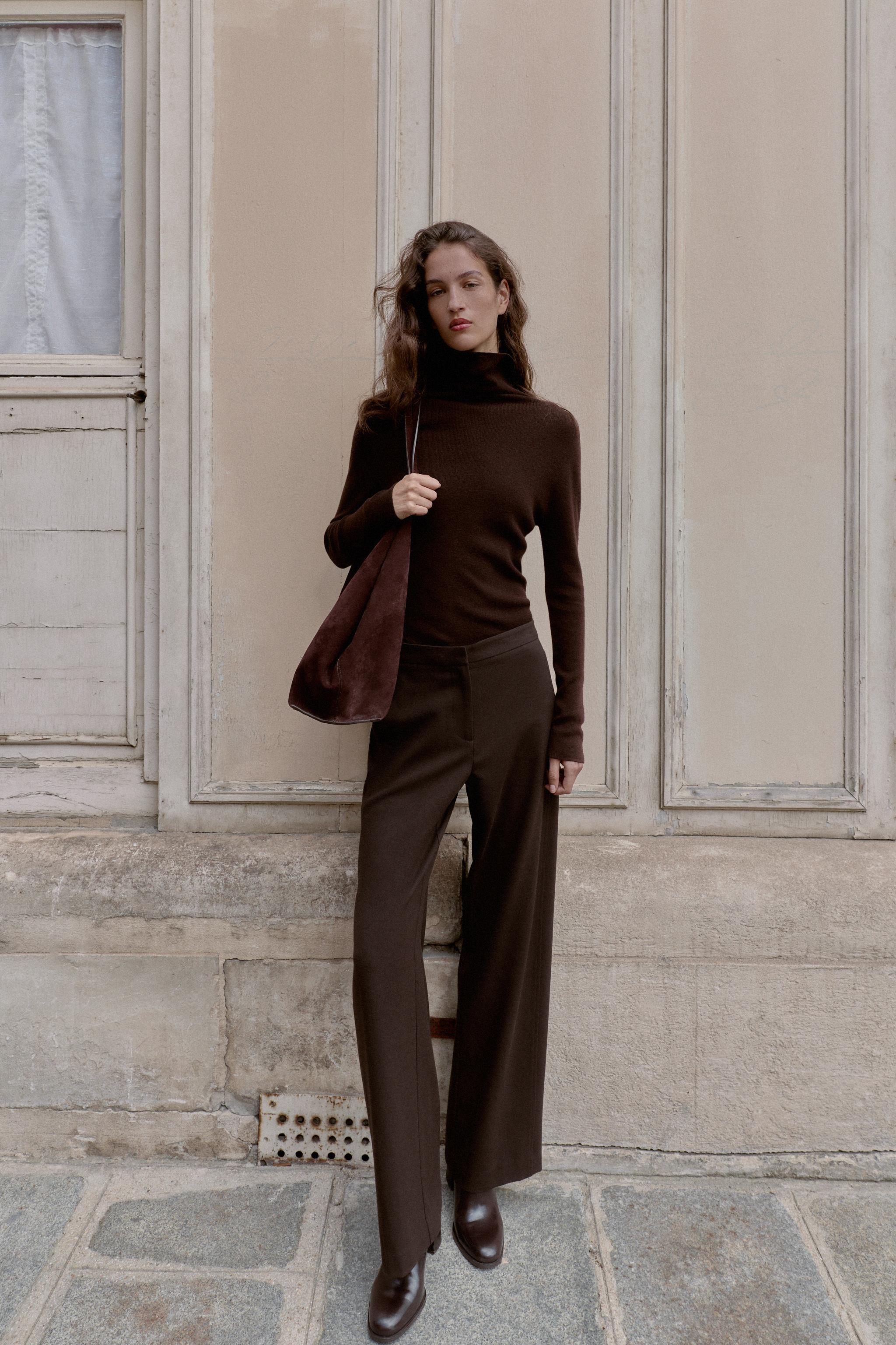 MID-RISE STRAIGHT LEG PANTS - Brown | ZARA United States