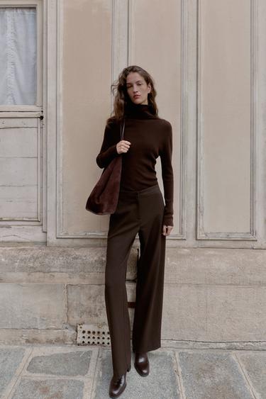 MID-WAIST STRAIGHT-LEG TROUSERS - Brown by Zara - Image 0