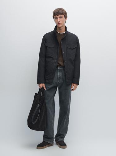 Zara Water-repellent puffer jacket - Navy blue - Image 0
