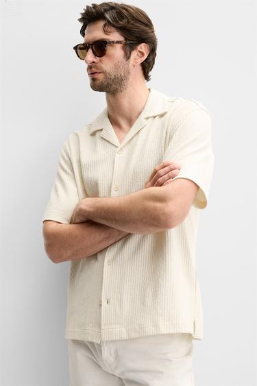 CHEMISE À TEXTURE EFFET VELOURS BOUCLÉ - Écru de Zara - Image 4