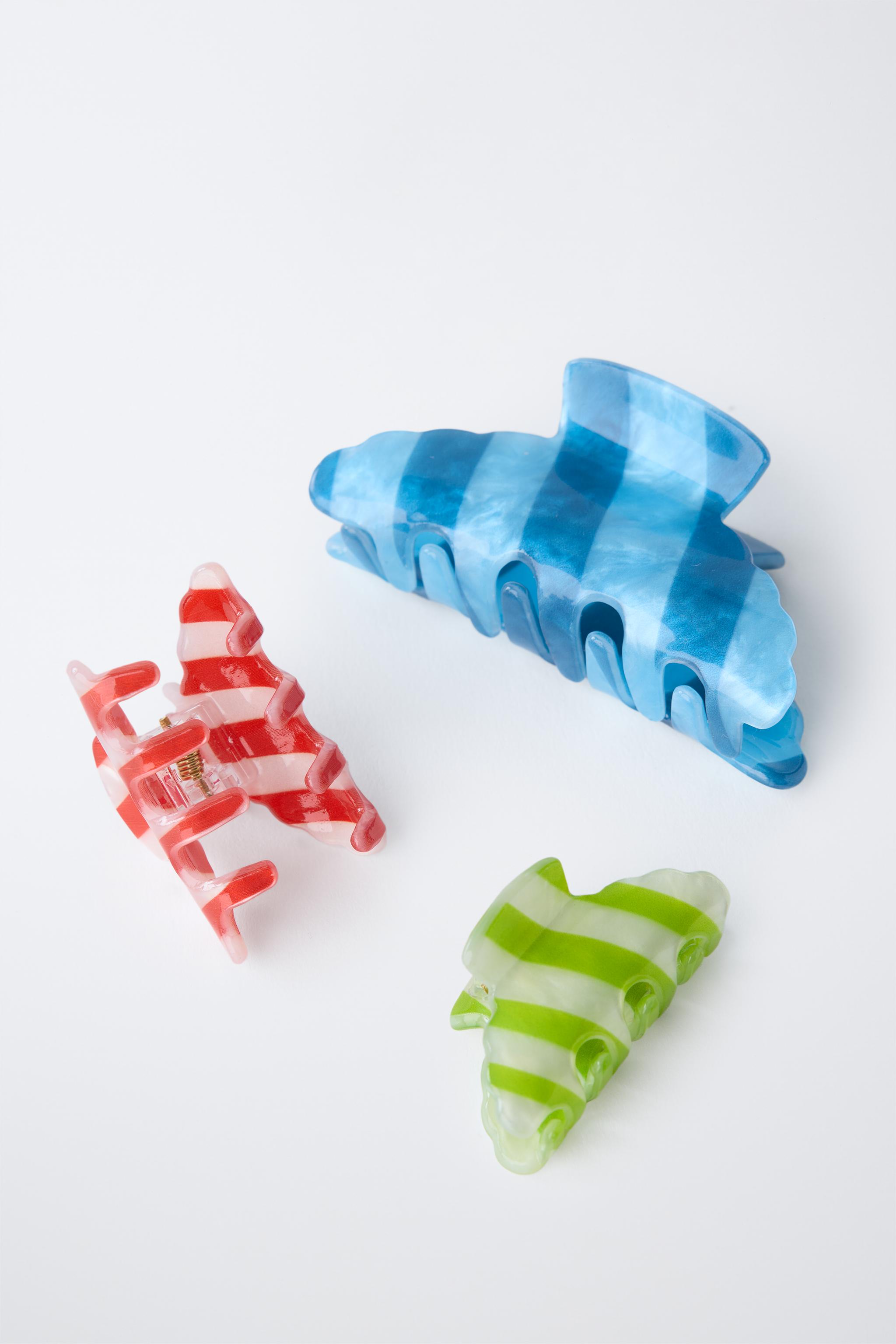 THREE-PACK OF STRIPED HAIR CLIPS