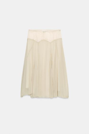 JUPE MI-LONGUE BIMATIÈRE - Sable clair de Zara - Image 3