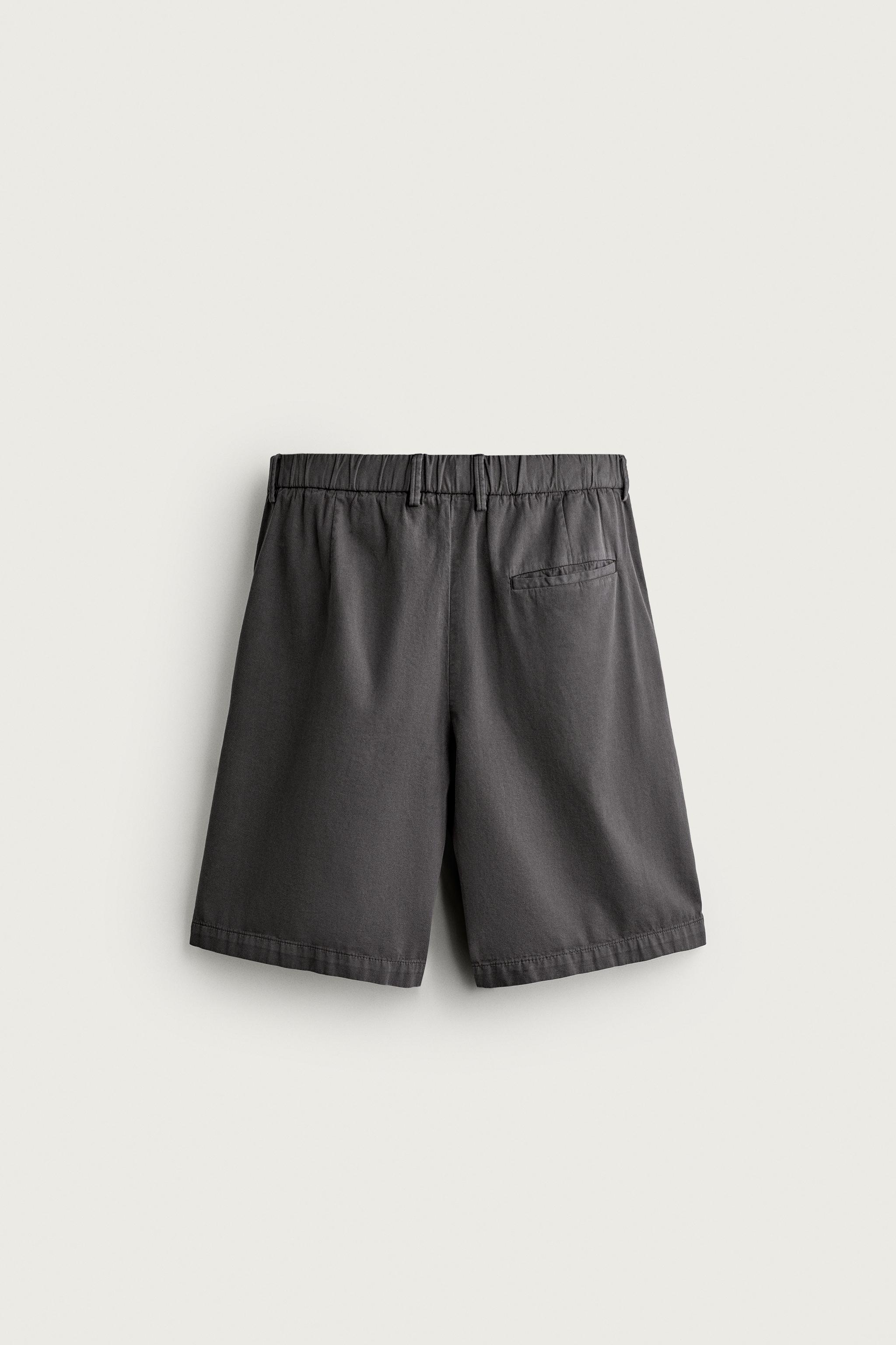 Zara YIKAMA EFEKTLİ RELAXED FIT BERMUDA görsel 6