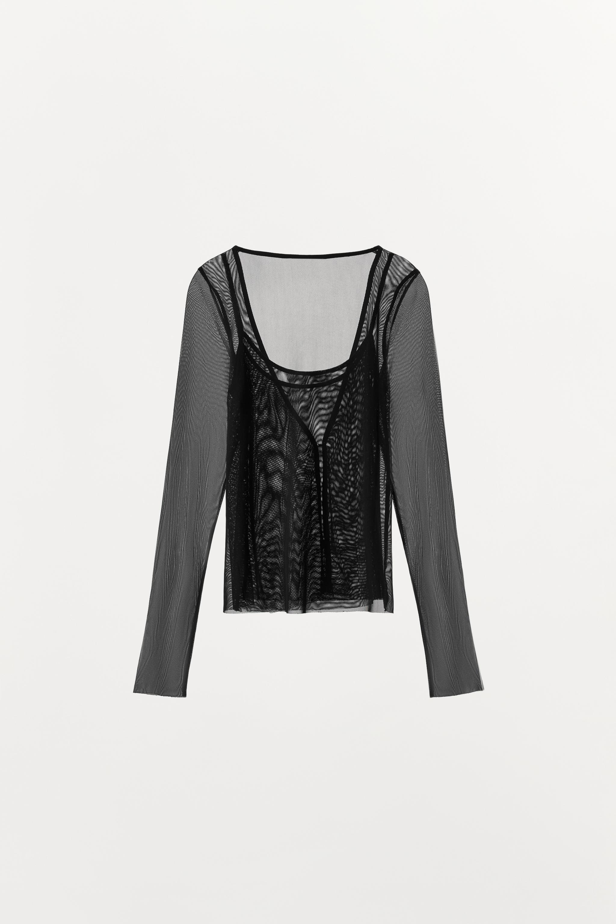 Женские куртки Zara DOUBLE-LAYER TULLE JACKET-STYLE TOP — фото 7