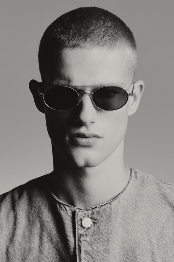Zara OVAL SUNGLASSES - Matte silver - Image 0