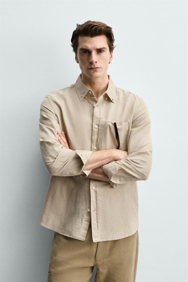 Camisa de lino y algodón de corte regular 2