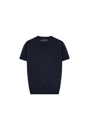 WOOL BLEND KNIT TOP - Navy blue by Zara
