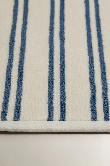 DOUBLE STRIPE BATH MAT - dusty blue by Zara - Image 1