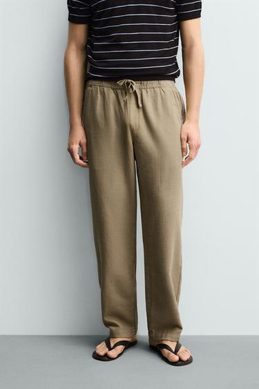TEXTURED RELAXED FIT TROUSERS - camel by Zara