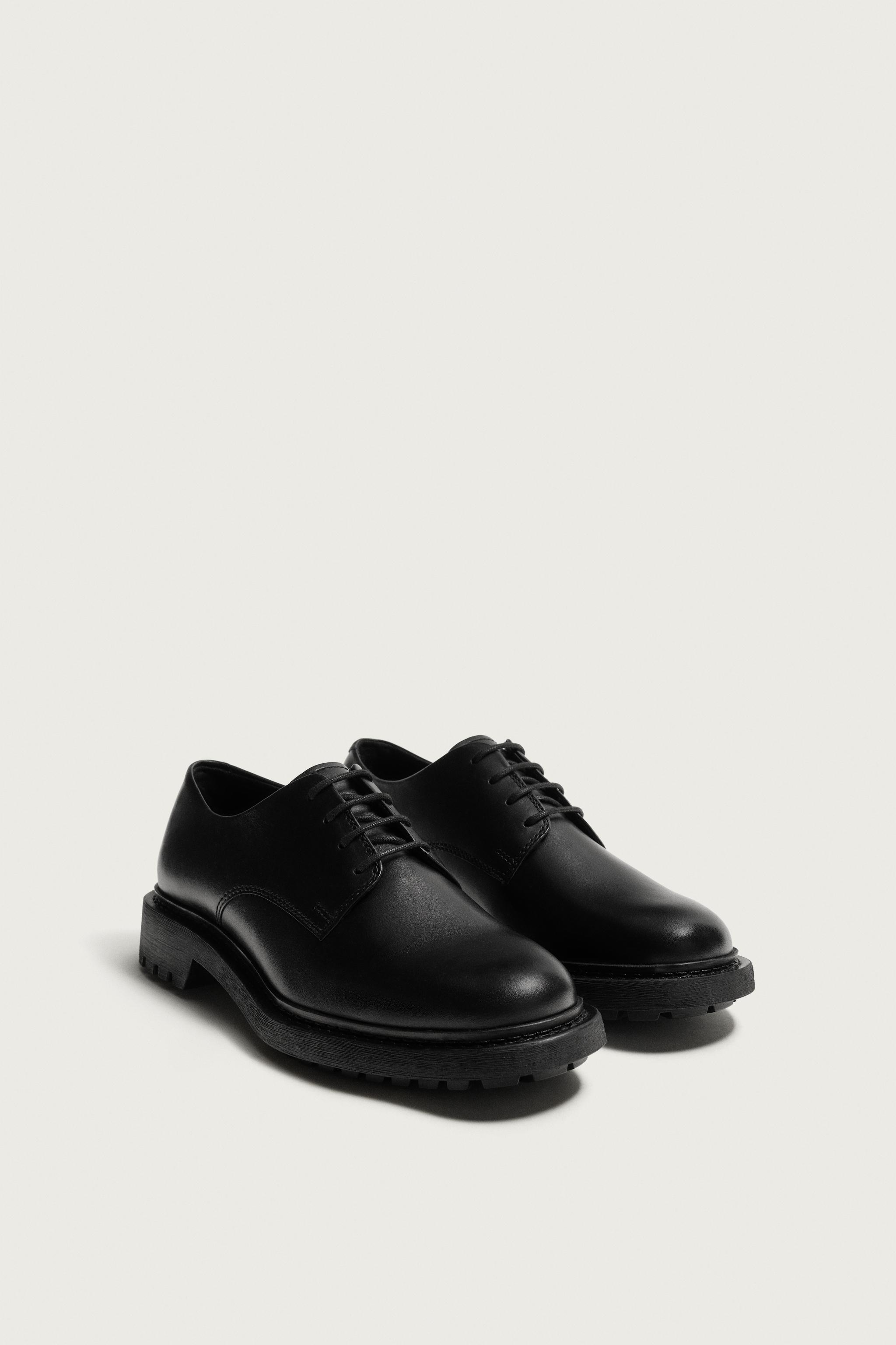 LEATHER DRESS SHOES — Black