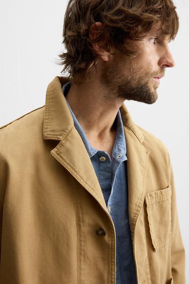 Zara RELAXED FIT WASHED BLAZER - Tobacco