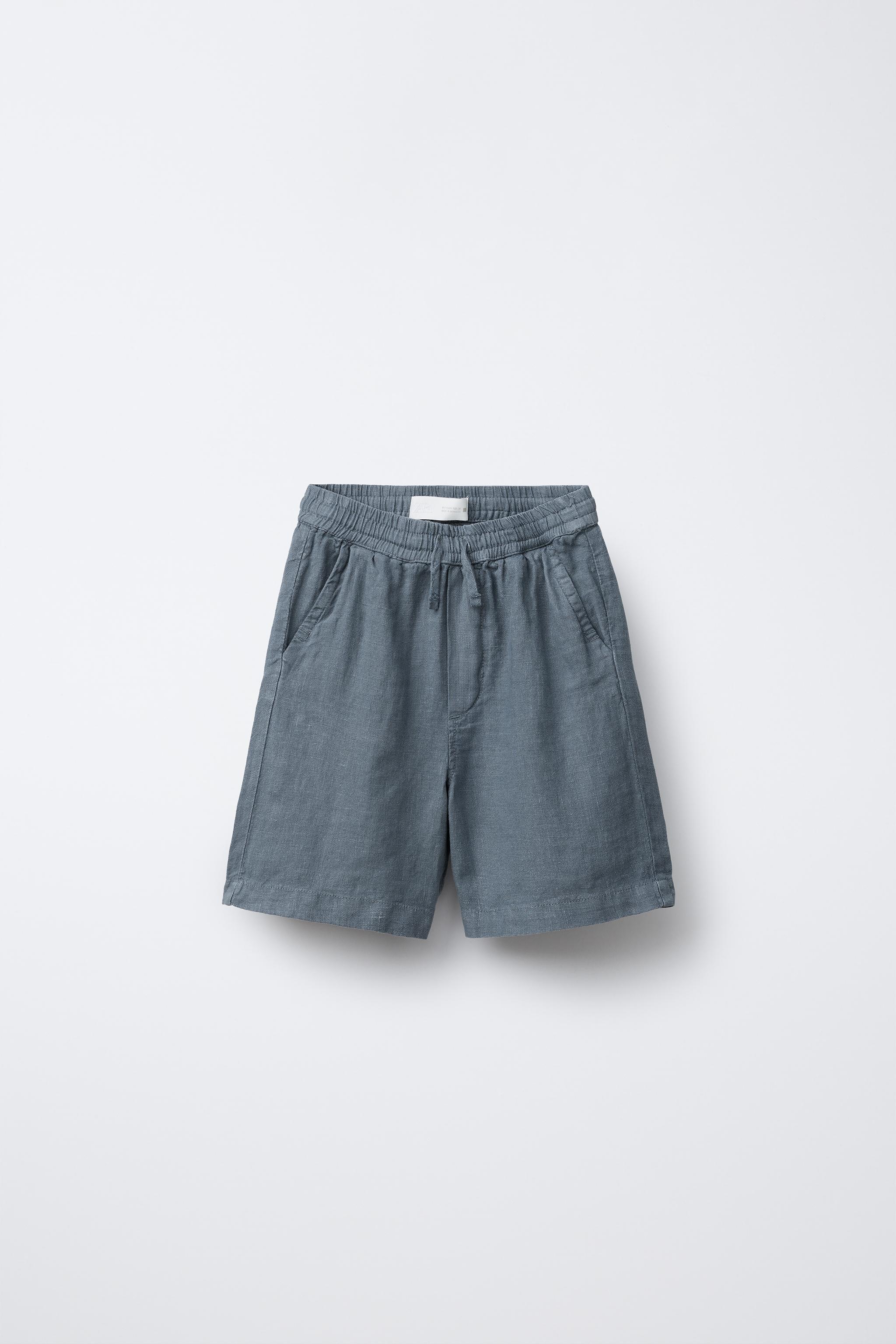 100% LINEN BERMUDA SHORTS - Blue / Steel | ZARA United States