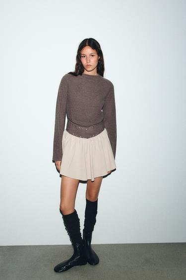 CONTRAST DRESS WITH STUDS - Mink marl by Zara - Image 0