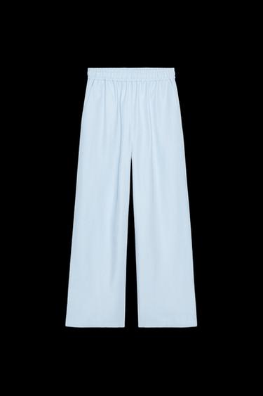 WIDE-LEG TROUSERS WITH ELASTIC WAIST - Light blue by Zara - Image 0